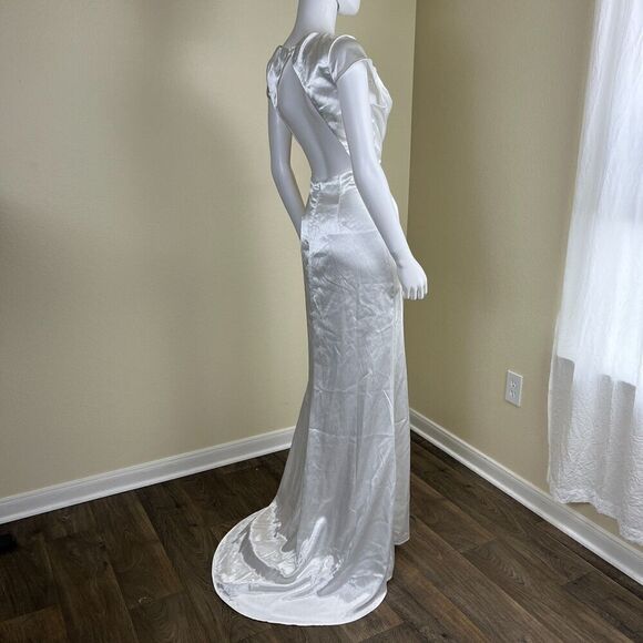 Lulus Women's Size L Sophisticated Romance White Satin Backless Maxi Dress NEW - Picture 12 of 14